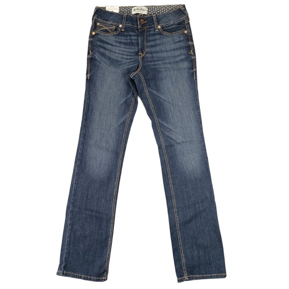 Ariat Denim - Ariat Womens 30L Real Denim Perfect Rise Straight Dark Wash Jeans Stretch